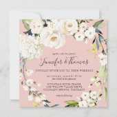 Neutrale Witte Bloemen Blush Roze Vierkante Bruilo Kaart (Voorkant)
