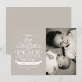 Neutrale witte kerstfotokaart met Typografie Feestdagenkaart (Voorkant / Achterkant)