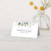 Neutrale Witte Waterverf Bloemen Huwelijk Plaatskaartje (Achterkant)