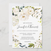 Neutrale witte Waterverf Floral Wreath Wedding Kaart (Voorkant)