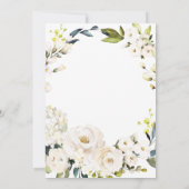 Neutrale witte Waterverf Floral Wreath Wedding Kaart (Achterkant)