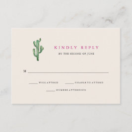 Neutrale woestijn | Cactus Trouwantwoord RSVP Kaartje