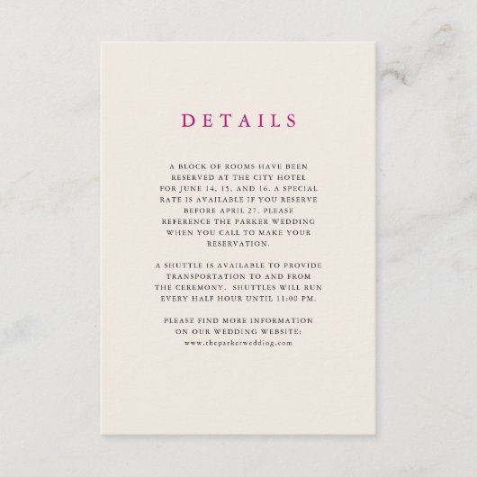 Neutrale woestijnstrepen | Details bruiloft gast Informatiekaartje (Voorkant)