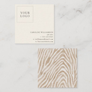 Neutrale zebraprint minimalistische moderne logo b vierkante visitekaartje