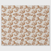 Neutrale Zee Schelp met Kust Toile Stijl Cadeaupapier (Vlak)