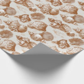 Neutrale Zee Schelp met Kust Toile Stijl Cadeaupapier (Hoek)