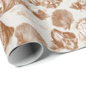 Neutrale Zee Schelp met Kust Toile Stijl Cadeaupapier (Rol Hoek)