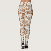 Neutrale Zee Schelp met Kust Toile Stijl Leggings (Achterkant)