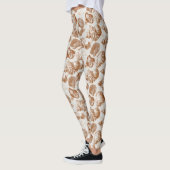 Neutrale Zee Schelp met Kust Toile Stijl Leggings (Links)