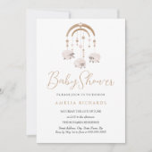 Neutrale Zoete Boho Mobiele Baby Shower Kaart (Voorkant)