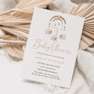 Neutrale Zoete Boho Mobiele Baby Shower Kaart
