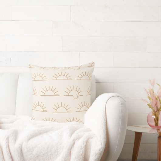 Neutrale Zon Kussen | Beige Boho Worp Kussen (Bank)