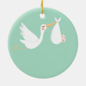 Neutrale zwangerschapsaankondiging Baby Boy Keramisch Ornament (Achterkant)