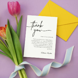 Neutrale zwart-wit minimalistische bruiloft bedankkaart