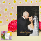 Neutrale zwart-wit minimalistische bruiloft bedankkaart