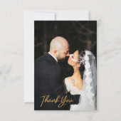 Neutrale zwart-wit minimalistische bruiloft bedankkaart (Achterkant)