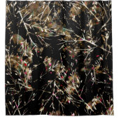 Neutrale, zwarte en beige wintertakken douchegordijn (Voorkant)