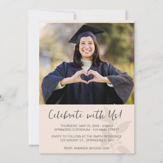 Neutralistisch minimalistisch fotoAfstuderen Kaart (Voorkant)