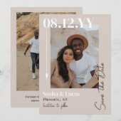 Neutrals Arrow Typografie Photo Save the Date (Voorkant / Achterkant)