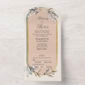 Neutrals Bruiloft Uitnodigen & RSVP Romantisch Kat All In One Uitnodiging (Binnen)