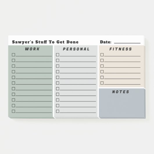 Neutrals Man dagelijkse planning checklists Post-it® Notes (Voorkant)