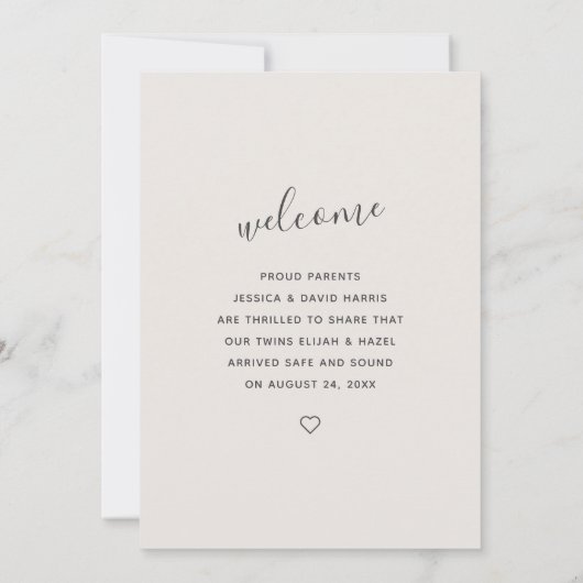 Neutrals van woestijn Twins 2-Sided Photo Birth Aankondiging (Achterkant)