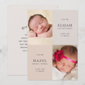 Neutrals van woestijn Twins 2-Sided Photo Birth Aankondiging (Voorkant / Achterkant)