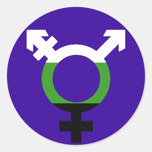 Neutrois Vlag Trans Symbool Ronde Sticker (Voorkant)