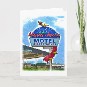 Neva Jean Motel Retro Neon Sign Wenskaart Bedankkaart