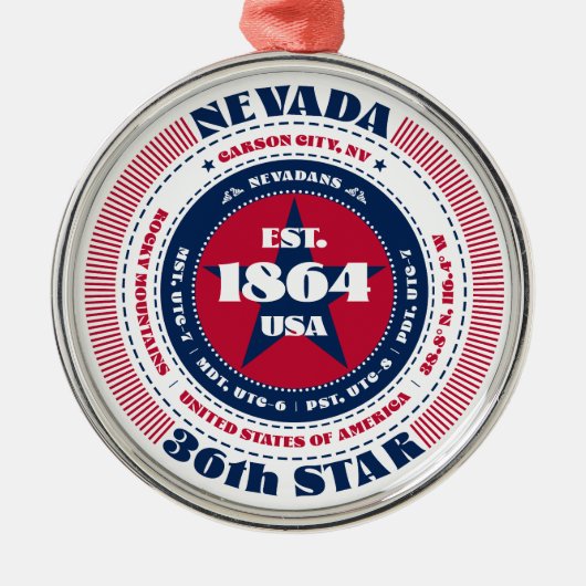 Nevada 36e staat kerstversiering metalen ornament (Voorkant)