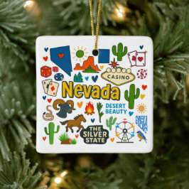 Nevada Aangepaste Familie Reis Kerstmis Keramisch Ornament