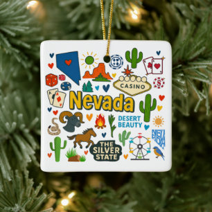 Nevada Aangepaste Familie Reis Kerstmis Keramisch Ornament