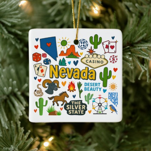 Nevada Aangepaste Familie Reis Kerstmis Keramisch Ornament (Boom)