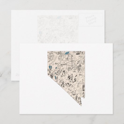 Nevada  Afbeelding Kaart Antiek State Chart (Voorkant / Achterkant)