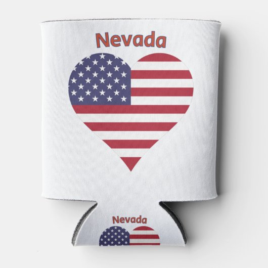 Nevada American Flag Heart Blikjeskoeler (Voorkant)