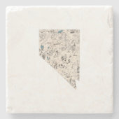 Nevada Antiek Afbeelding Kaart  State Chart Stenen Onderzetter (Voorkant)