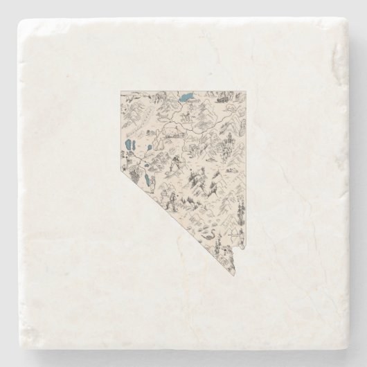 Nevada Antiek Afbeelding Kaart State Chart Stenen Onderzetter (Voorkant)