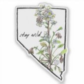 Nevada Blijf Wild White Flower State Vorm Sticker (Voorkant)