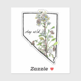 Nevada Blijf Wild White Flower State Vorm Sticker