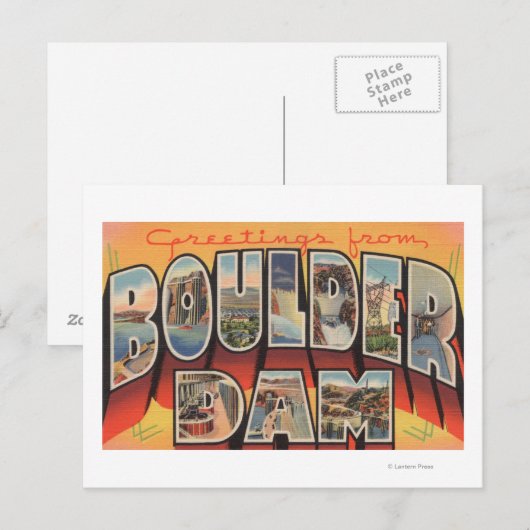 Nevada - Boulder Dam - Grote lettertjes Briefkaart (Voorkant / Achterkant)