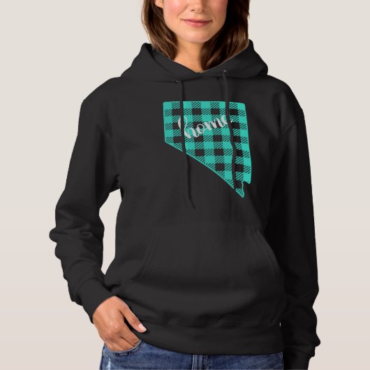 Nevada Buffalo Plaid Home State Country Teal Weste Hoodie (Voorkant)