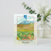 Nevada Christmas Winter Desert Waterverf Feestdagenkaart (Staand voorkant)