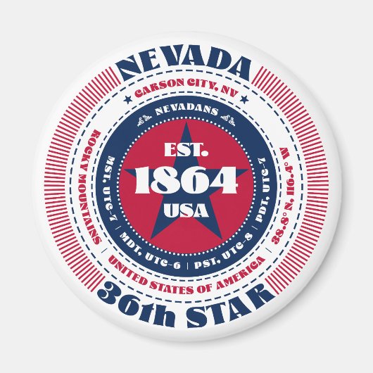Nevada Circle Typography Souvenir Magnet (Voorkant)