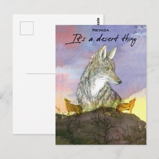 Nevada Coyote Het is een woestijnding Zonsondergan Briefkaart (Voorkant / Achterkant)
