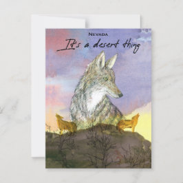 Nevada Coyote Het is een woestijnding Zonsondergan Briefkaart