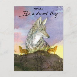 Nevada Coyote Het is een woestijnding Zonsondergan Briefkaart