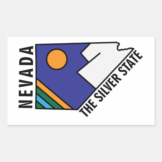 Nevada, de zilveren staat rechthoekige sticker (Voorkant)
