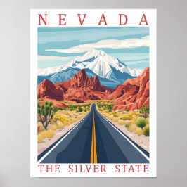 Nevada de Zilveren Staat USA Reisbestemming Poster