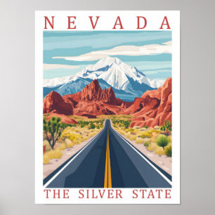 Nevada de Zilveren Staat USA Reisbestemming Poster