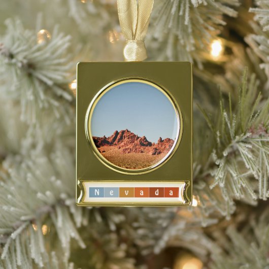 Nevada Desert Verguld Banner Ornament (Boom)